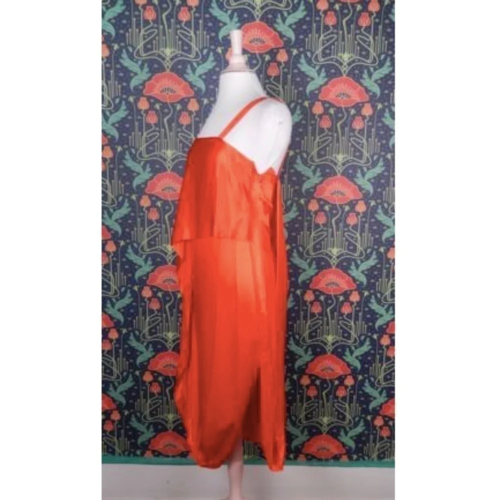 Temperley Orange Satin Darling Asymmetrical Draped Dress UK 8 US 4